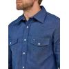 imageWrangler Mens Cowboy Cut Western Chambray Snap Long Sleeve Work ShirtIndigo Denim