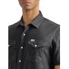 imageWrangler Mens Long Sleeve Denim Western Snap ShirtOff Black
