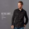 imageWrangler Mens Retro Two Pocket Long Sleeve Snap Shirt DiscontinuedBlack