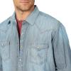 imageWrangler Mens Retro Two Pocket Long Sleeve Snap Shirt DiscontinuedDenim
