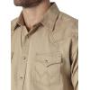 imageWrangler Mens Retro Two Pocket Long Sleeve Snap Shirt DiscontinuedSolid Tan