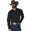 imageWrangler Mens Sport Western Basic Two Pocket Long Sleeve Snap ShirtBlack