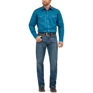imageWrangler Mens Cowboy Cut Western Chambray Snap Long Sleeve Work ShirtDark Teal