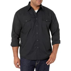 imageWrangler Mens Sport Western Basic Two Pocket Long Sleeve Snap ShirtBlack