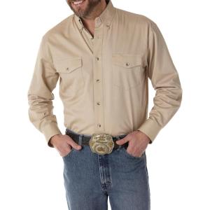 imageWranglermensPainted Desert Two Pocket Long Sleeve Button ShirtTan