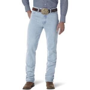 imageWrangler Mens Cowboy Cut Stretch Slim Fit JeansGold Buckle Bleach