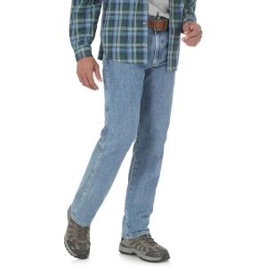 imageWrangler Mens Rugged Wear Performance Series Relaxed Fit JeansLight Stone