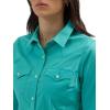 imageWomens Retro Long Sleeve Cool Blue Solid Western ShirtBright Aqua