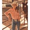 imageWomens Retro Long Sleeve Cool Blue Solid Western ShirtPink