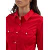 imageWomens Retro Long Sleeve Cool Blue Solid Western ShirtRed