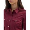 imageWomens Retro Long Sleeve Cool Blue Solid Western ShirtWine