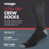imageWrangler Ultra Dry Crew Socks for Men  12 Pack Full Cushion Arch Support MoistureWicking Steel Toe  Size 1315Black