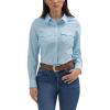 imageWomens Retro Long Sleeve Cool Blue Solid Western ShirtCool Blue