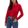 imageWomens Retro Long Sleeve Cool Blue Solid Western ShirtRed