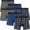 imageWrangler Mesh Quick Dry Comfort Stretch Mens Boxer Briefs NylonSpandex Blend 6Pack MoistureWicking AntiOdorCharcoalBlue Buffalo PlaidPo
