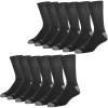 imageWrangler Ultra Dry Crew Socks for Men  12 Pack Full Cushion Arch Support MoistureWicking Steel Toe  Size 1315Black