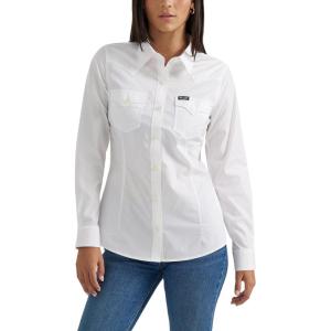 imageWomens Retro Long Sleeve Cool Blue Solid Western ShirtWhite