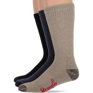 imageWrangler Mens Cotton Cushion Work Boot Crew Socks 3 Pair Pack Assorted Large