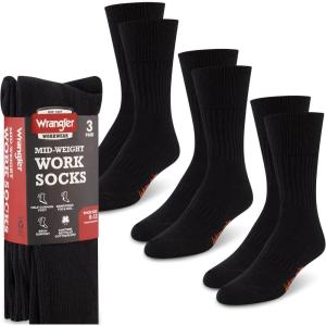 imageWrangler Mens Mid Weight Outdoor Socks  Work Socks for Men with Arch Support Cushioned Toe ampamp Heel  Size 612Black