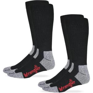 imageWrangler Mens Riggs Steel Toe Cushion Cotton Boot Crew Socks 2 PairsBlack