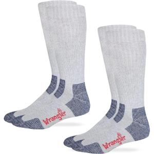 imageWrangler Mens Riggs Steel Toe Cushion Cotton Boot Crew Socks 2 PairsGrey