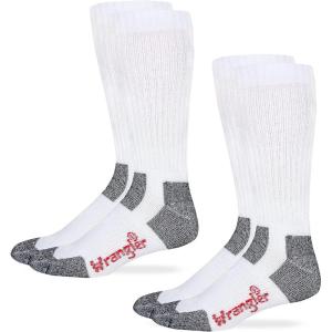 imageWrangler Mens Riggs Steel Toe Cushion Cotton Boot Crew Socks 2 PairsWhite