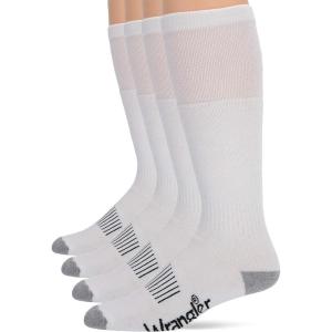 imageWrangler Mens Smooth Toe Seam Cushion Boot Crew Socks 4 PairsWhiteGrey