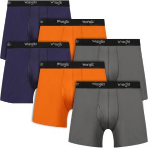 imageWrangler Mesh Quick Dry Comfort Stretch Mens Boxer Briefs NylonSpandex Blend 6Pack MoistureWicking AntiOdorNavyOrangeGrey
