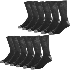 imageWrangler Ultra Dry Crew Socks for Men  12 Pack Full Cushion Arch Support MoistureWicking Steel Toe  Size 1315Black