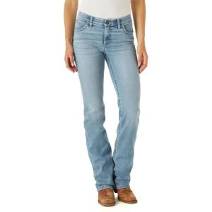imageWrangler Womens Willow Mid Rise Performance Waist Boot Cut Ultimate Riding JeanLight Wash