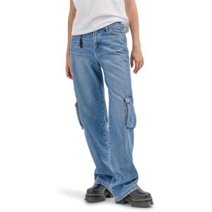 imageWrangler Womens X Hot Wheels Wide Leg Cargo JeanMedium Blue Denim