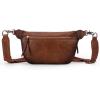 imageWrangler Large Fanny Packs for Women Waist Bag Travel Belt Bags Crossbody Sling PurseBDistressed Brown