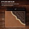 imageWrangler Mens Bifold Wallet with Contrast Corner Patch Genuine Leather Gift for HimBrown