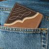 imageWrangler Mens Bifold Wallet with Contrast Corner Patch Genuine Leather Gift for HimBrown