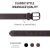 imageWrangler Mens Full Grain Genuine Leather 35mm Thick Casual Belt for Jeans Pants35mm Brown