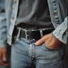 imageWrangler Mens Leather Belt Country Casual Every Day Belt for JeansBlack