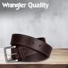 imageWrangler Mens Leather Belt Country Casual Every Day Belt for JeansBrown