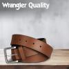 imageWrangler Mens Leather Belt Country Casual Every Day Belt for JeansLight Brown