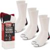 imageWrangler Mens Midweight Outdoor Work Socks Cushioned Arch Support Size 612 Recycled Cotton 3PackWhite RedGrey