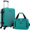 imageWrangler Smart Luggage Set with Cup Holder and USB Port Navy Blue 2 PieceTeal