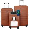 imageWrangler Smart Luggage Set with Cup Holder and USB Port Navy Blue 2 PieceBurnt Orange
