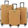 imageWrangler Tahoe 3 Piece Spinner Luggage Set Poseidon BlueAmber Gold