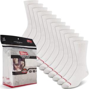 imageWrangler  Mens Socks  Cushion Work Crew Socks Size 612 12 PackWhite
