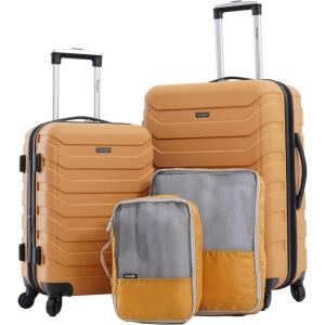 imageWrangler 5 Piece Luggage ampamp Travel Accessories Set BlueAmber Gold