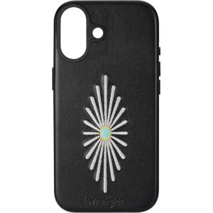 imageWrangler Leather Embroidered iPhone Case  Western Star Compatible with iPhone Cream 16 Pro MaxBlack