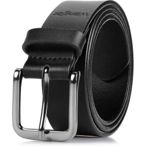 imageWrangler Mens Full Grain Genuine Leather 35mm Thick Casual Belt for Jeans Pants35mm Black