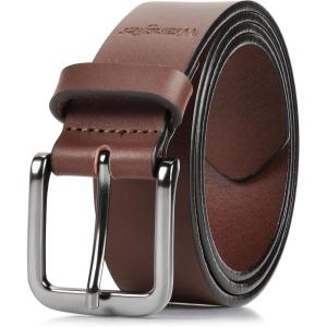imageWrangler Mens Full Grain Genuine Leather 35mm Thick Casual Belt for Jeans Pants35mm Light Brown