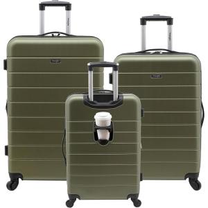 imageWrangler Smart Luggage Set with Cup Holder and USB Port Navy Blue 2 PieceOlive Green