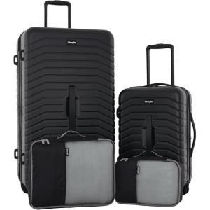 imageWrangler Trunk Spinner Suitcase Set Poseidon Blue 2 Luggage ampamp 2 Packing CubesBlack